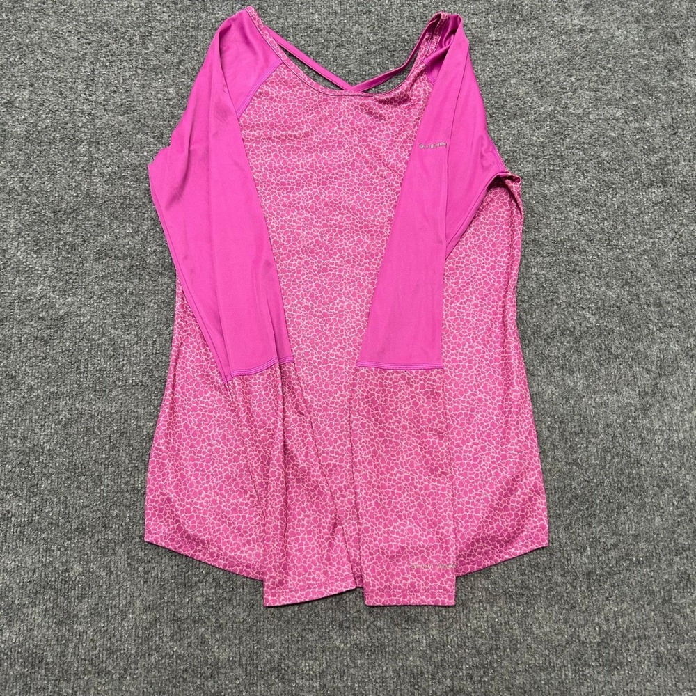 Columbia Shirt Womens Size S Pink Animal Print Strappy Cross Back Active Hiking